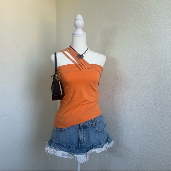 Tops - Y2K Vintage Orange One Shoulder Tank